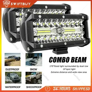 7 Inch Sorot LED Spot Lightbar Mobil Truck ATV SUV 4WD 24V 120W 36LED Bar Light 3 Rows Work Light Combo Beam/Lampu Tembak Sorot LED Bar CWL Titik Mata 120 Watt Motor Mobil 24 Volt 24v Worklight Car