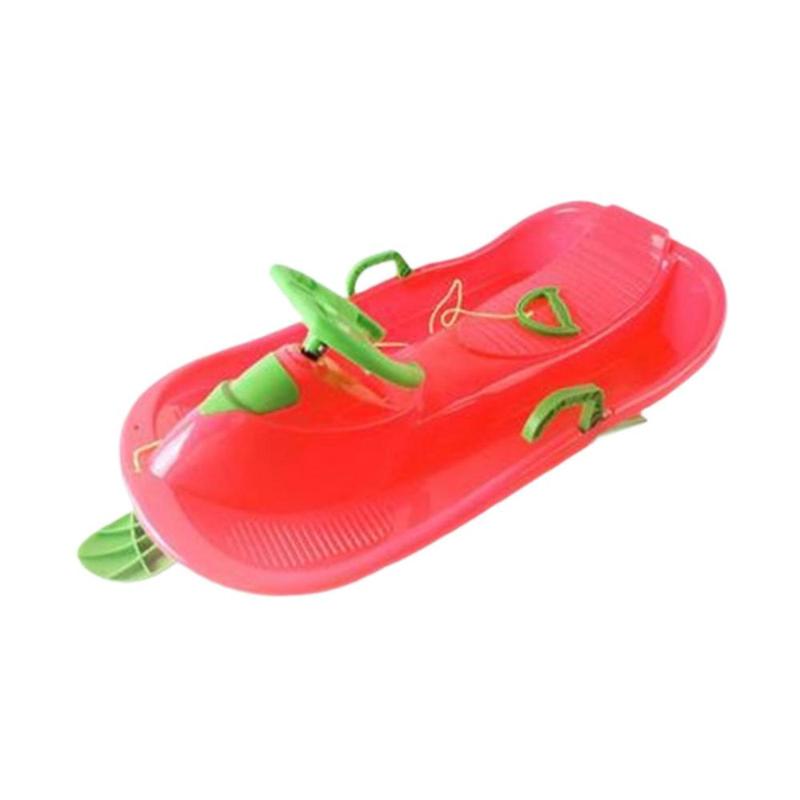 Snow Sled with Steering Wheel and Brake Portable Outdoor Unique for Downhill Versatile Ski Sled for Boys Kids Girls Children 5