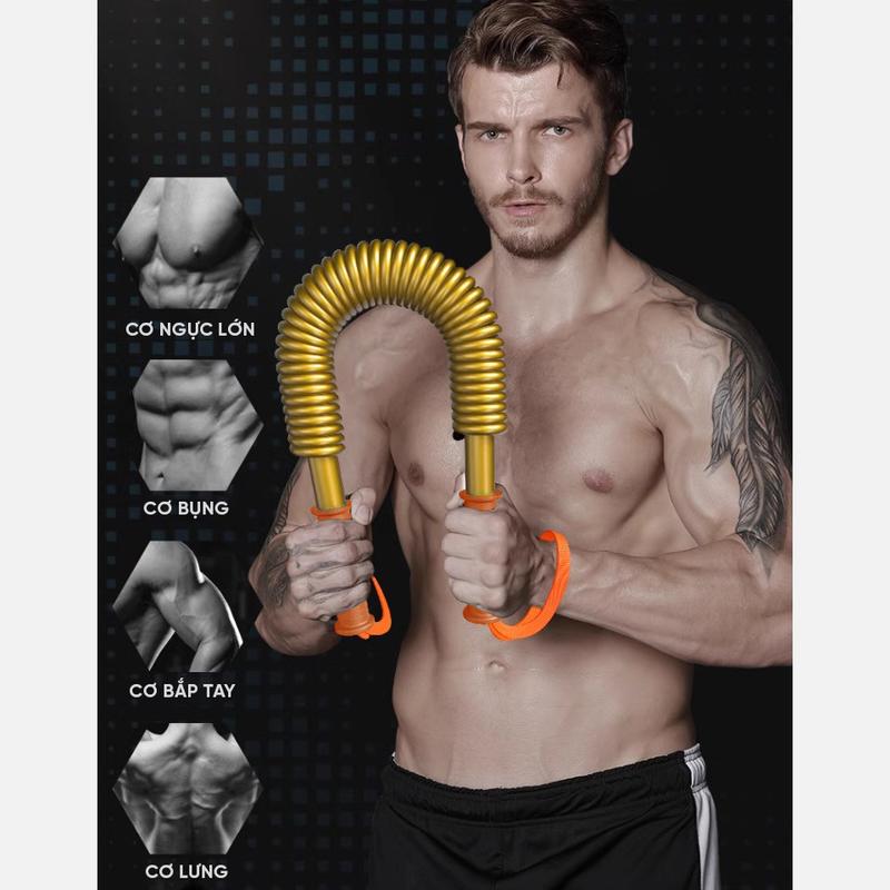 Gậy lò xo đồ long, huyết long bẻ tập cơ tay màu vàng đỏ mức lực 30kg 40kg 50kg 60kg 70kg 80kg 90kg 100kg 110kg 120kg  thanh lò xo tập ngực vai luyện tập thể thao gym tại nhà Welike