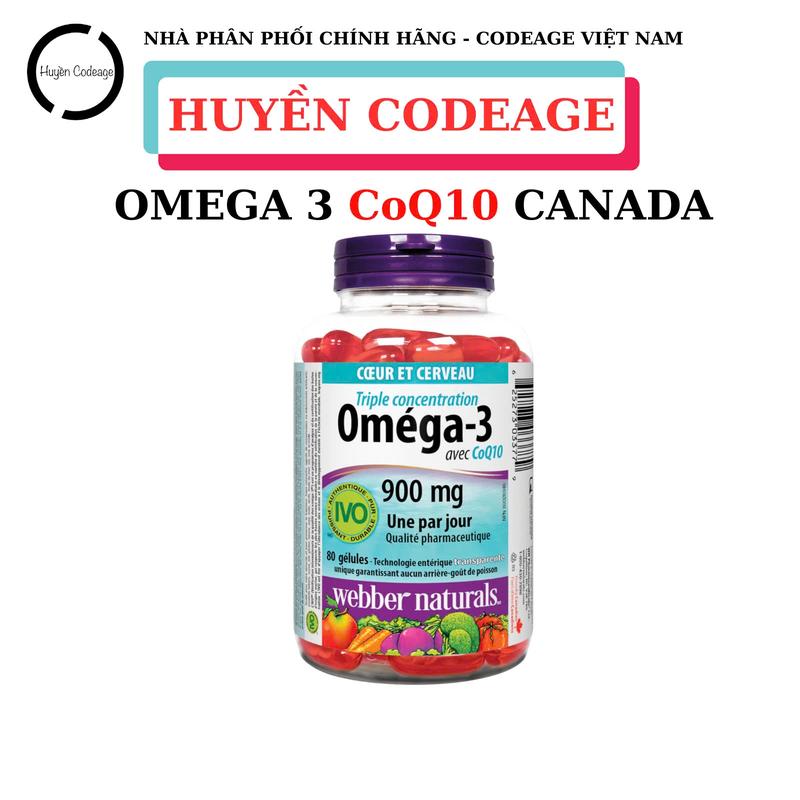 Viên uống Omega 3 CoQ10 Canada Webber Naturals Hỗ Trợ Tim Mạch và Tập Luyện 80 viên ( Huyền Codeage )
