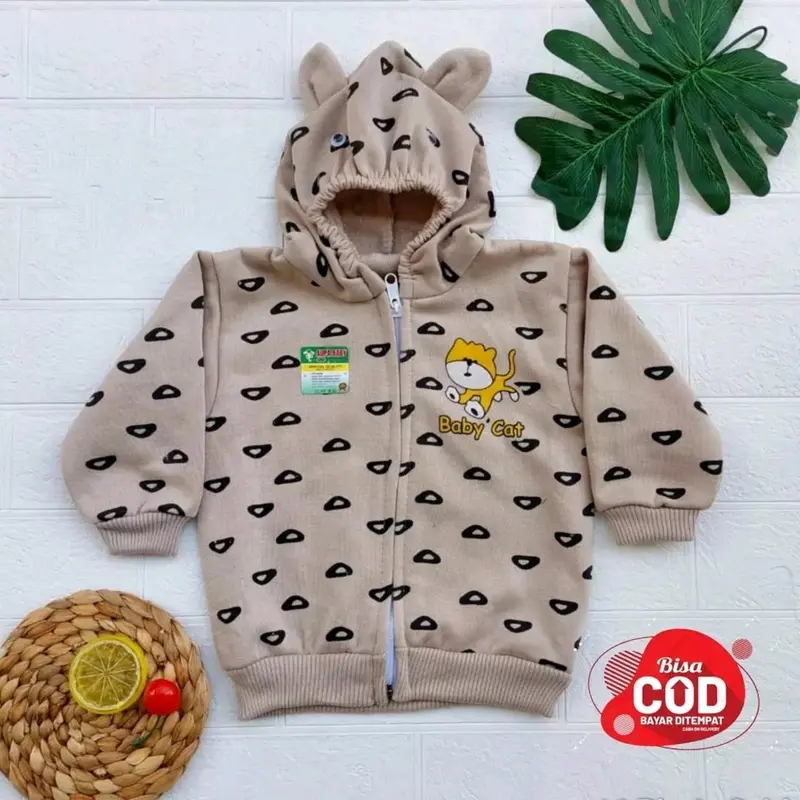 Jaket Bayi Lucu - Jaket Motif Cat - Jaket Bayi Estimasi Usia 3 - 12 bulan 1