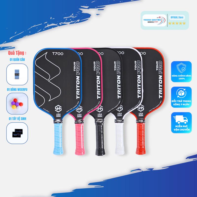 Vợt Pickleball TRITON T700 Pro Chính Hãng Full Carbon 16mm Siêu Bền , Độ Nảy Cao. Tặng Kèm 01 Cuốn Cán Vợt.01 Bóng.01 Tẩy Vệ Sinh. Bh 2 Tháng . Sport.Nam