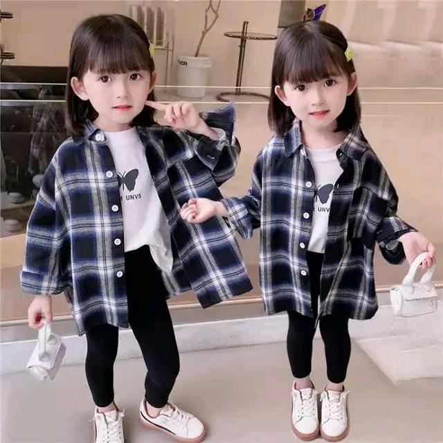 [1-5 tahun] Setelan legging anak kemeja + legging no inner 0