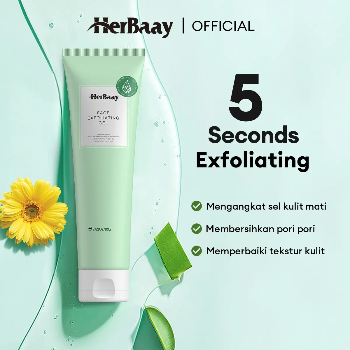 【BPOM】【COD】【READY STOCK】HerBaay Face Exfoliating Gel 80g eksfoliasi wajah Centella Asia tica Peeling Gel wajah pemutih wajah deep peeling