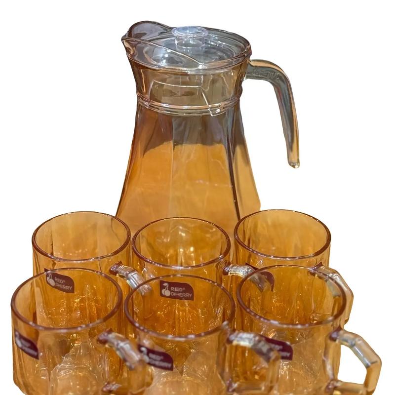 Bộ 6 cốc 300ml kèm bình thuỷ tinh 1,8L sang trọng uống nước, uống bia, uống trà sang trọng