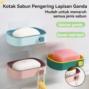 Rak Sabun Kamar Mandi Tanpa Paku, Tempat Sabun Batang Tempel Dinding, Kotak Sabun Anti Air yang Dipasang di Dinding, Praktis dan Higienis