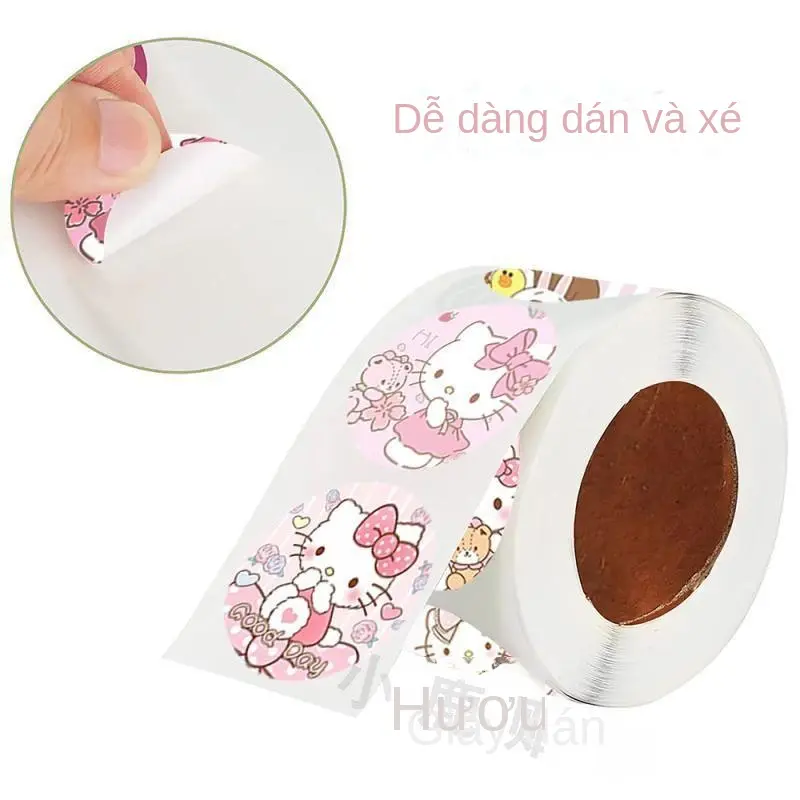 Miếng Dán Trang Trí Hello Kitty Hoạt Hình, 500 Miếng / Cuộn, Tự Dính, Miếng Dán Đồ Chơi Khen Ngợi Phần Thưởng Cho Trẻ Em 4