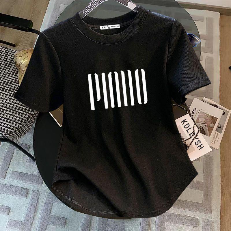 Product Introduction of Áo Thun ngắn Tay Dáng Ôm Vòng Cung, Bộ Sưu Tập Mùa Hè 2024, Quần Áo Nữ Ngoại Cỡ Cô Gái Đầy Đặn, Áo Thun Tay Lửng Hợp Xu hướng 100,00kg 2