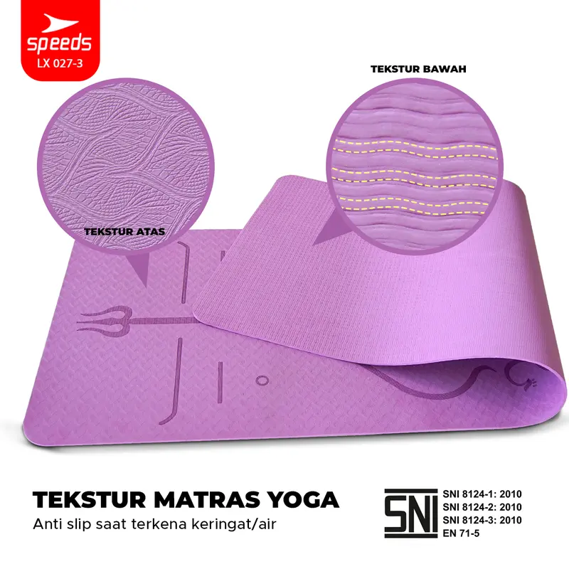 SPEEDS SNI Matras Yoga Mat Tebal 6mm Senam Mat Alas Olahraga Karpet Yoga Berstandar 027-3 5