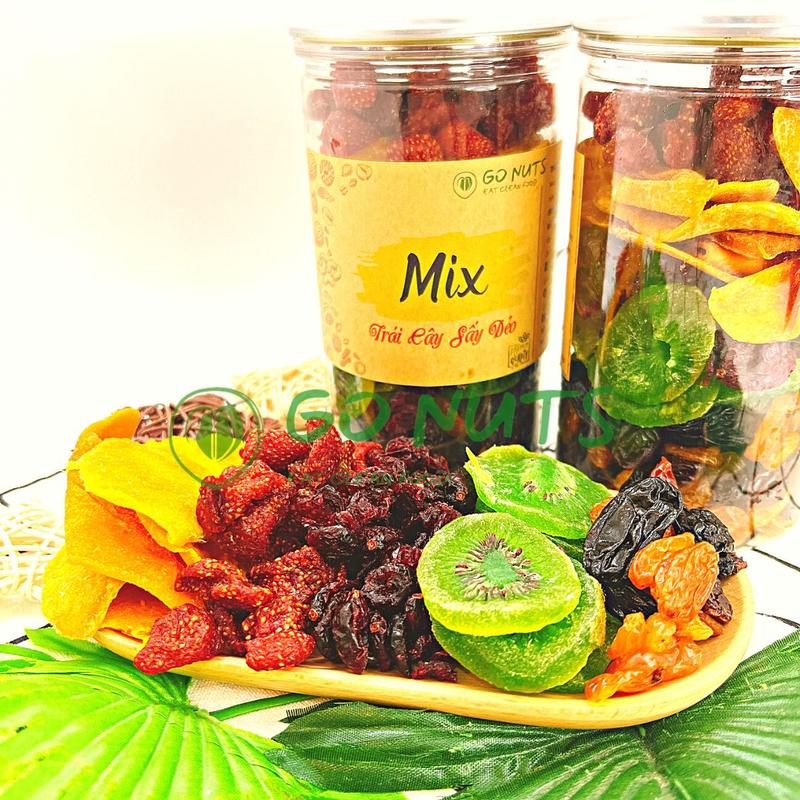 Mix trái cây sấy dẻo 500g GO NUTS Dâu tây, Kiwi, Nam việt quất, Xoài, Nho ba màu, hoa quả sấy dẻo