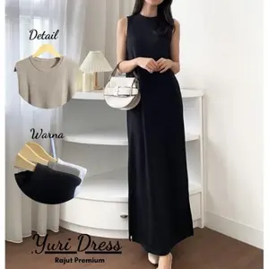 INDIRA Dress Wanita Rajut Premium Tebal YURI Dress Panjang