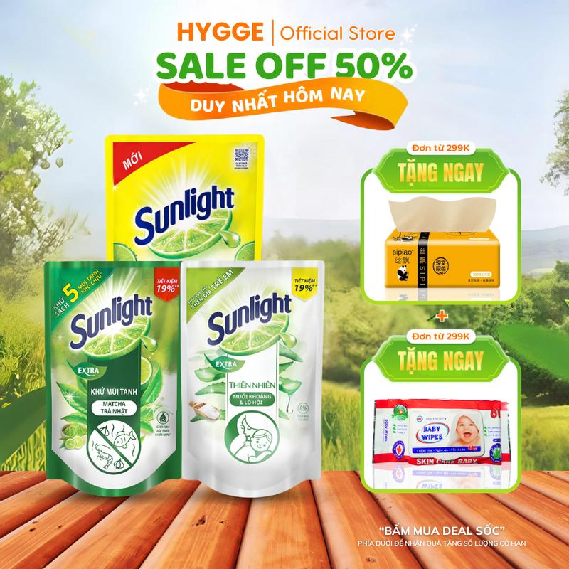 Nước Rửa Bát Sunlight - Rửa Chén Làm Sạch, Diệt Khuẩn, Khử Mùi, Bảo Vệ Da Tay 400/750/880/1400/3500g