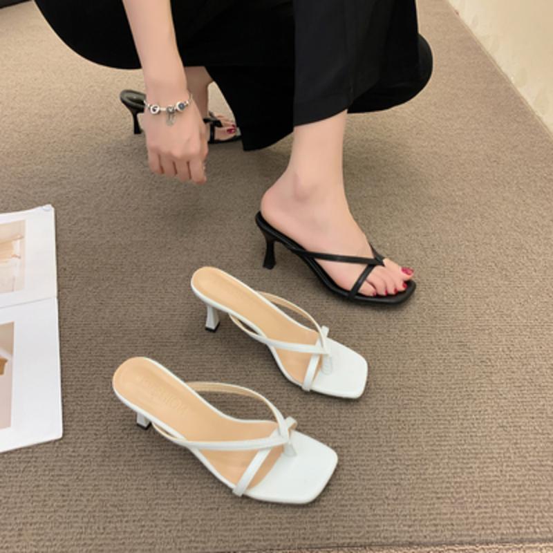 dép cao gót xỏ ngón nữ gót nhọn 7 phân mũi vuông GVG21