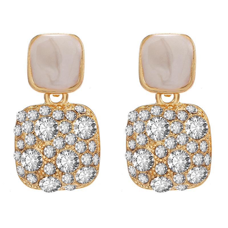 Product Introduction of Vintage Black Crystal Square Earrings Fashion Statement Rhinestone Drop Earrings for Women Wedding Jewelry Personality Gifts 15