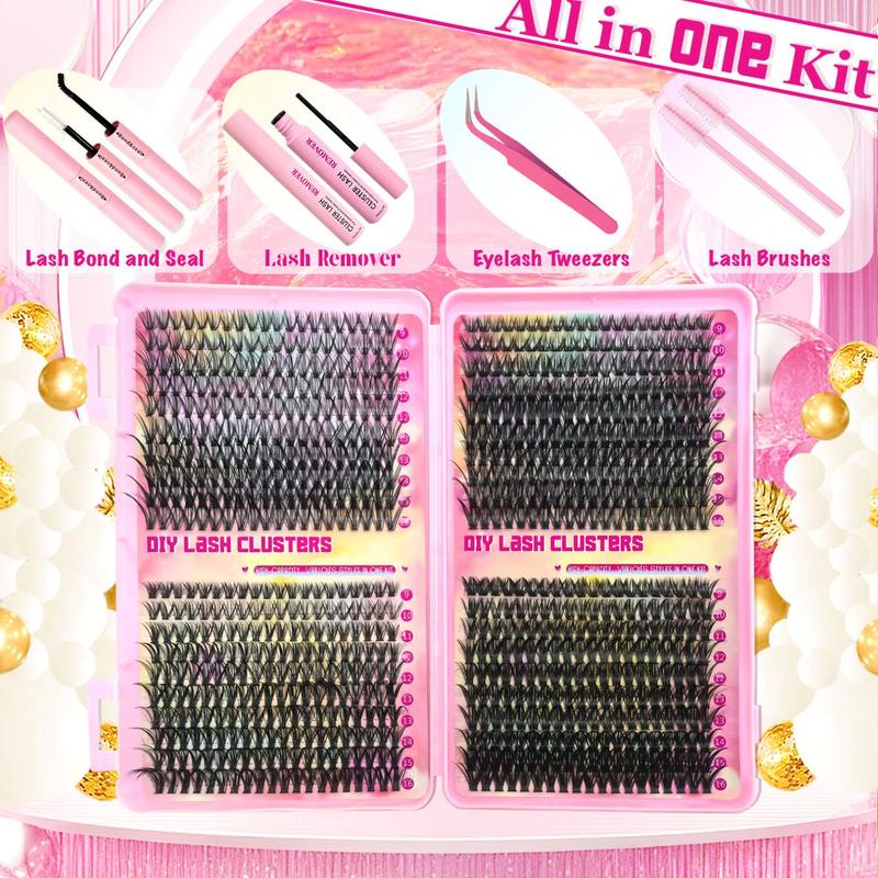 Individual False Eyelashes Kit, 1 Set Natural Look & Extra Thick & Long Lasting & Individual Eyelash Extension Kit with Tools, Makeup 2