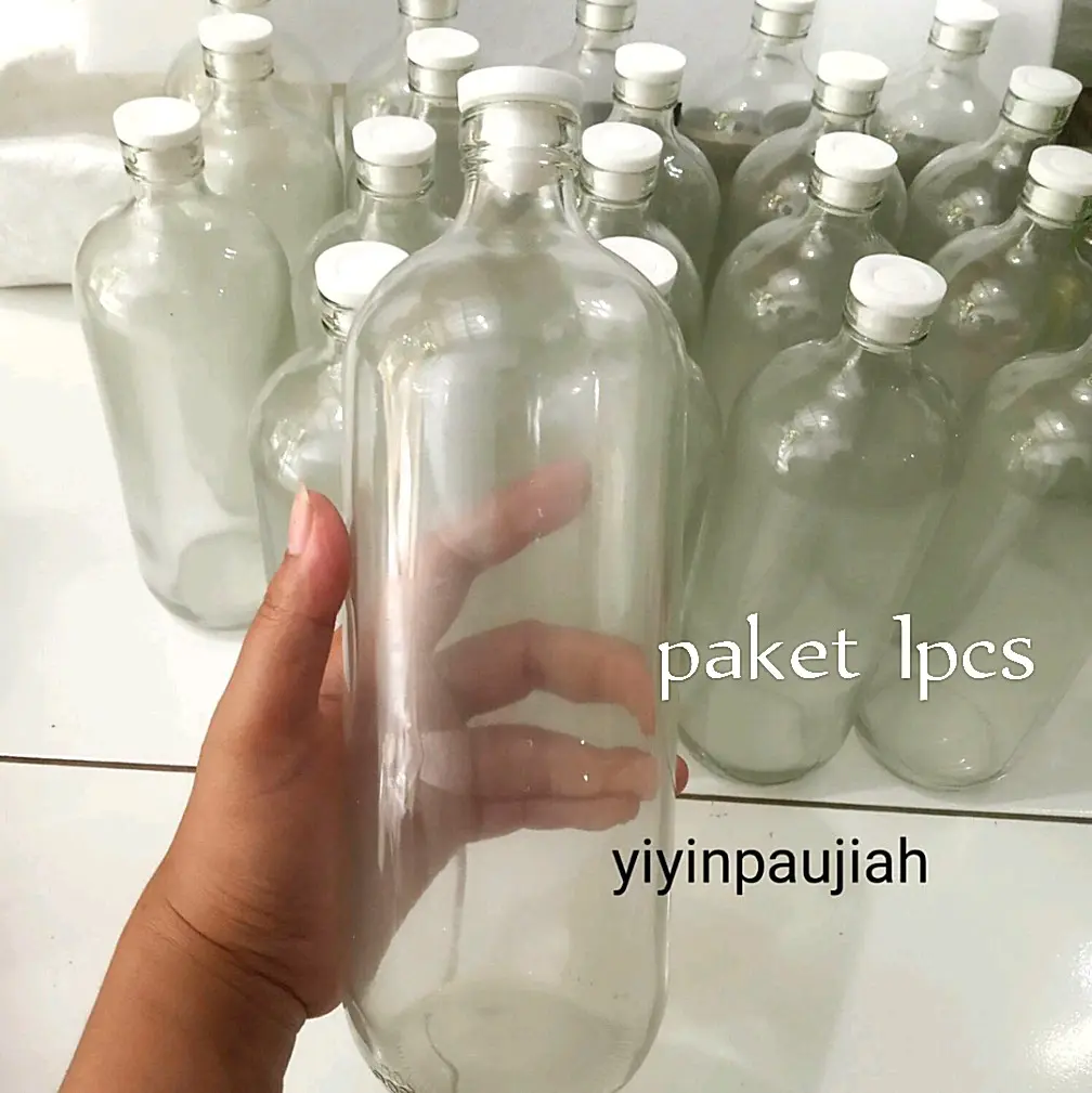 Botol kaca 1000 ml botol kaca 1 liter Botol bensin Botol jamu botol cembung botol kaca baru