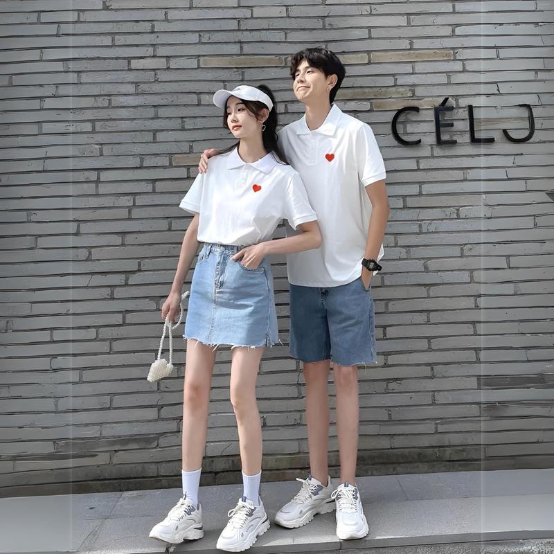 Áo thun Polo nam nữ gia đình có cổ Trái Tim chất Vải Poly Cá sấu Co dãn 4 chiều Thoáng Mát Menswear AGDC005 Top