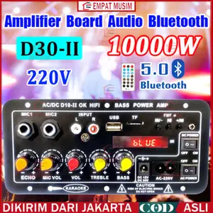 D10/D10Ⅱ/D30Ⅱ 10000W Digital Amplifier Board 8-12 Inci Bluetooth Amplifiers HIFI BASS Speaker AC 220V 12V 24V Penguat Bluetooth Digital Penguat Suara Stereo Papan Subwoofer Dual Mendukung USB TF Remote Control HIFI Penguat Daya Amplifier 400W Audio