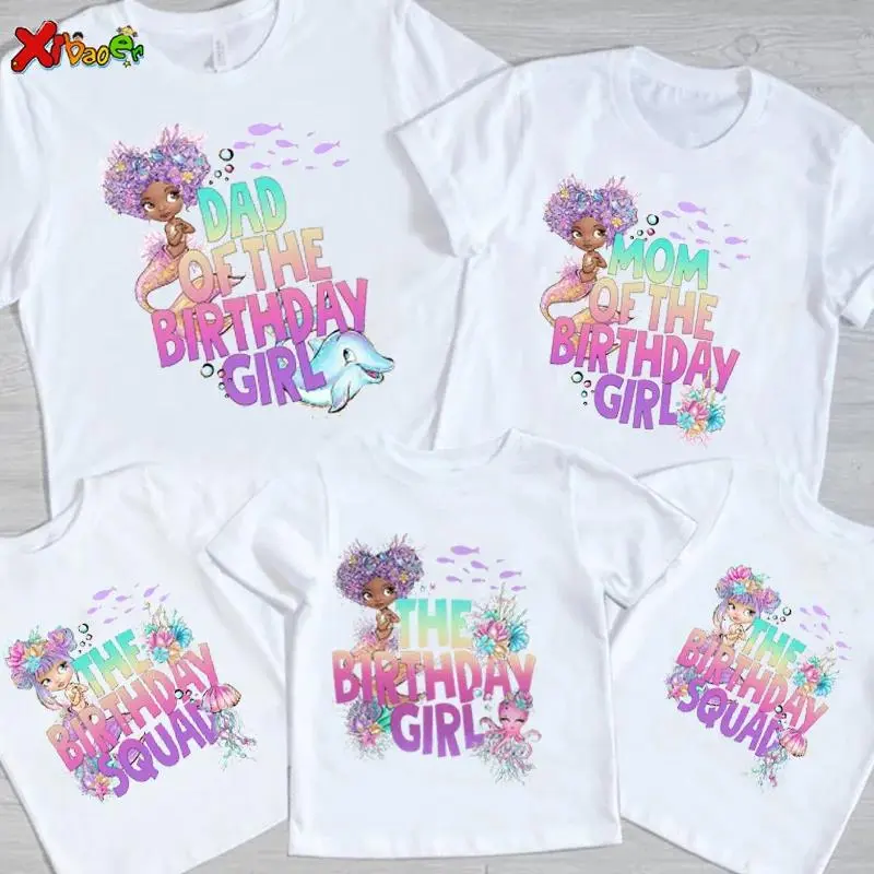 Baju T Gadis Hari Jadi, Baju Keluarga, Hitam, Rekaan Duyung, DAD MOM, Untuk Kanak-kanak Perempuan, Pakaian Kanak-kanak, Pakaian Padanan Ibu dan Anak Perempuan
