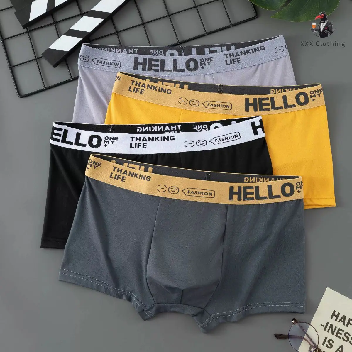 Seluar Boxer Lelaki, XXX Pakaian, Diperbuat daripada Kapas, Selesa dan Bernafas, Fabrik Lembut, Saiz Besar, Sesuai untuk Hadiah Teman Lelaki, Seluar Dalam Pakaian Lelaki
