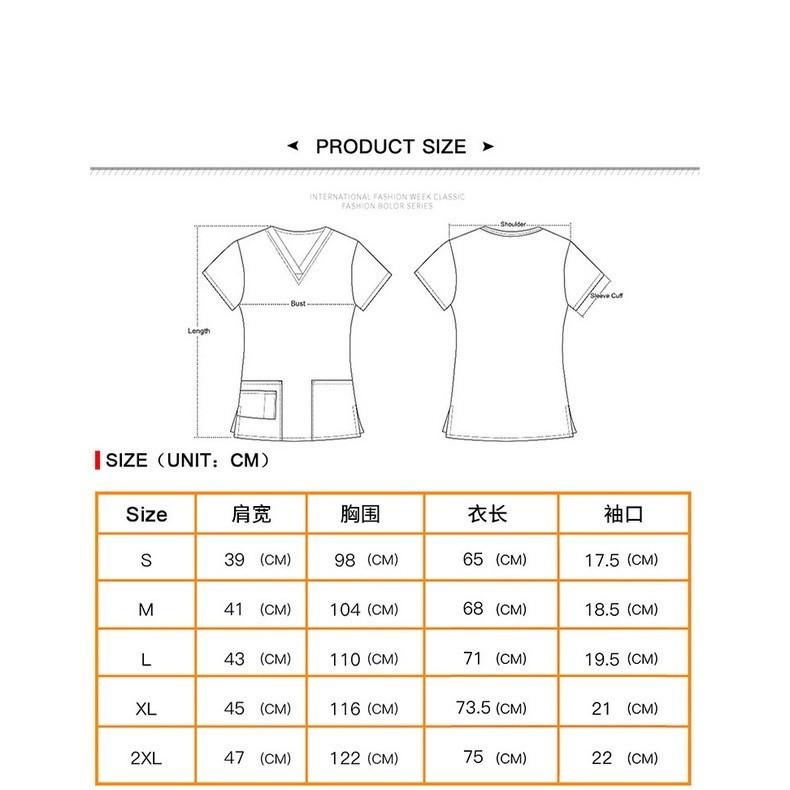 Product Introduction of Clinical Uniform Nurse Uniform Women Casual Dentist Print Short Sleeve V-neck T-shirt Loose Blouse Tops Uniform 0