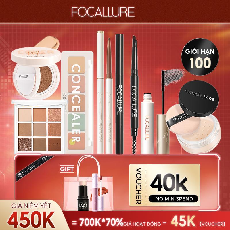 【TẶNG SON+TẶNG BẮT SÁNG HIGHTLIGHT+TẶNG BÔNG TẨY TRANG FOCALLURE Air Cushion Eyeshadow Palette Kem che khuyết điểm Bảng kẻ lông mày Bút kẻ mắt Bút gel Mascara Bộ trang điểm