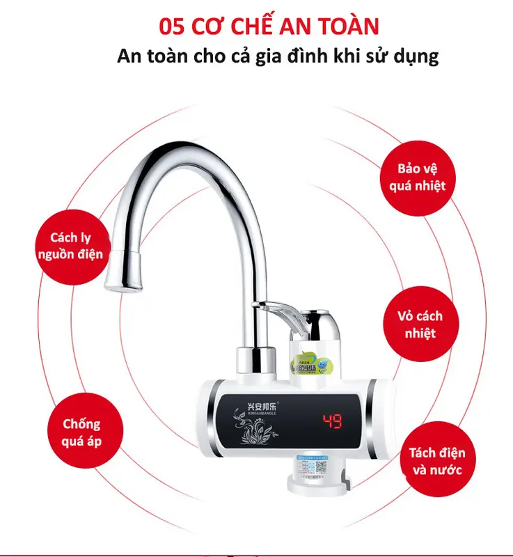 Máy Làm Nước Nóng Lạnh Lắp Đặt Tại Vòi KAW , Làm Nóng Nhanh, Cảm Biến Chống Giật An Toàn Sử Dụng 5