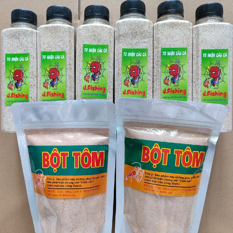 sáu chai tơ nhện và 400g bột tôm kết dính mồi câu Đi Câu Fishing Bắt Cá Câu mồi vuốt