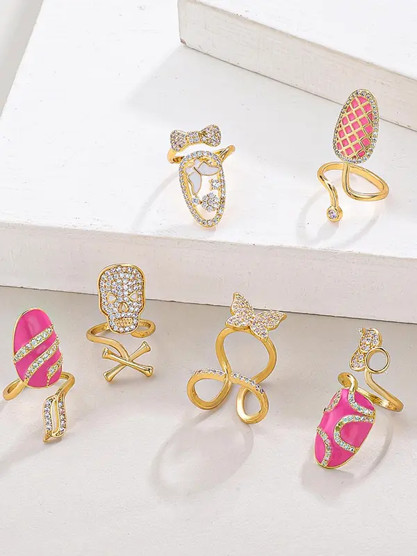 Elegant Rhinestone Decorated Ring Set, Fashion Accessories for Women & Girls, Trendy All-match & Exquisite Jewelry for Birthday Gift 4