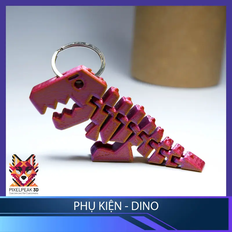 PixelPeak3D - Phụ kiện - Móc khóa xoay giảm stress - Khủng long Dino Flex !!! 3