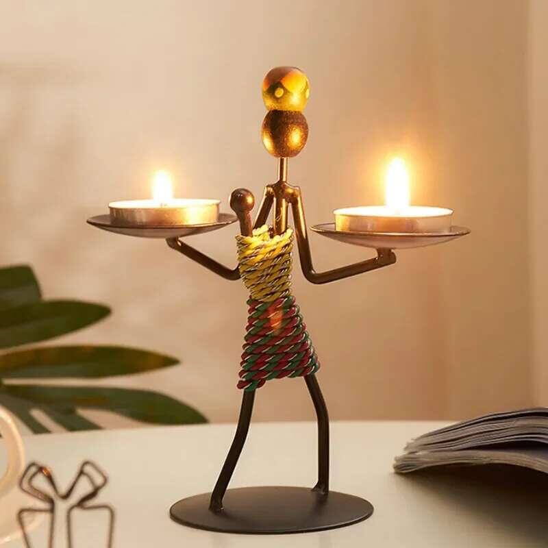 Product Introduction of Vintage Metal  Handmade Iron Candle Creative Crafts Miniature Wrought Holder Home Living 9