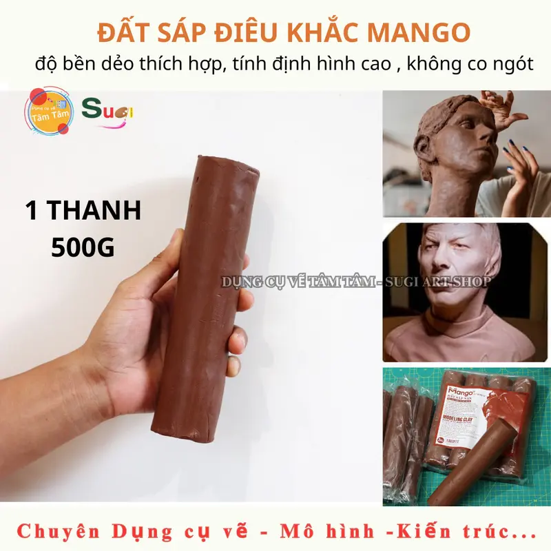 Đất sáp nặn điêu khắc tượng Mango , Đất sét Mango nặn tượng làm khuôn bịch 2kg - Đất nặn điêu khắc - Modeling Clay - Tâm Tâm - Sugi Art 2