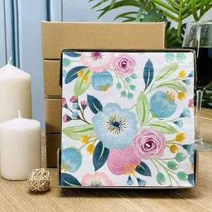 345. Tisu decoupage / tisu pesta 33x33cm moif bunga watercolor warna warni