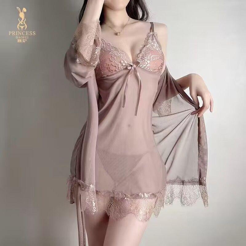 Bộ Đồ Hai Mảnh Mùa Hè, Dây Treo Gợi Cảm, Nụ Hôn Riêng Tư Nóng Bỏng, Váy Ngủ Ren, Phong Cách Dễ Thương Và Gợi Cảm, Áo Choàng Mặc Bên Ngoài Vải Tuyn, Mới Cho Năm 2025 6