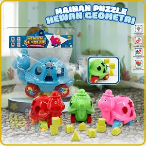 Mainan Edukasi Anak Puzzle Geometri Hewan Game Matching Puzzle Shape Bentuk Lucu Warna Warni
