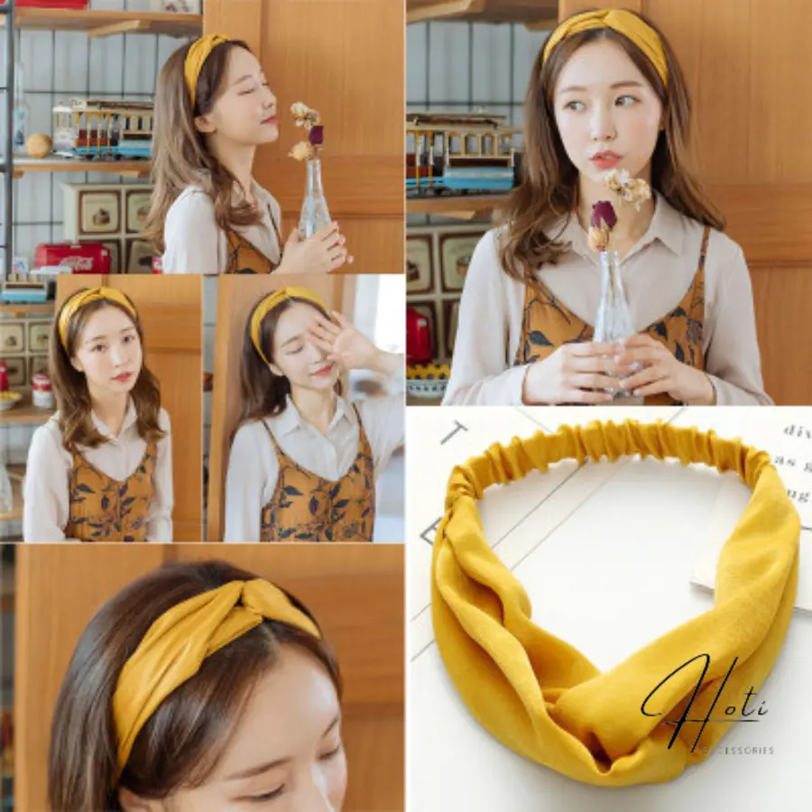 Băng Đô Turban Dành Nữ, Bờm tóc Nhung Dạ Kiểu Thắt Nút Chéo Phong Cách Thời Trang Hàn Quốc - BD002 - HOTIVN