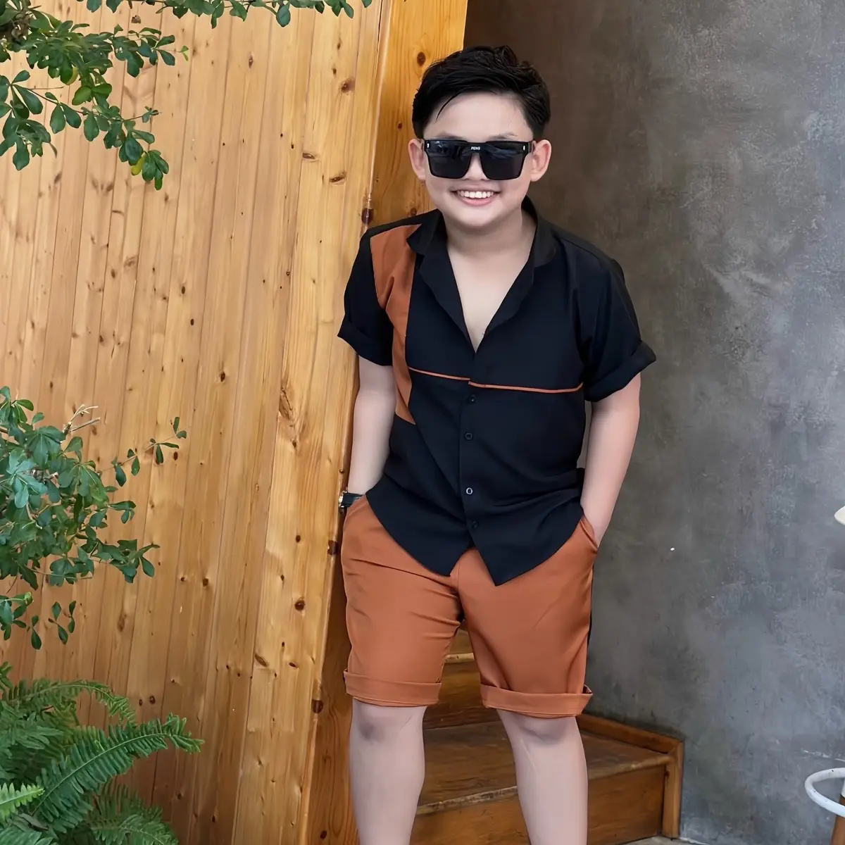 Set sơmi phối màu( bò )  ToniKids