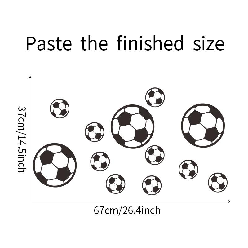Product Introduction of 12pcs Footbal Soccer Wall Sticker Waterproof Home Decor for Boy Kids Rooms Living Room Art Decoration Bedroom Decor 0