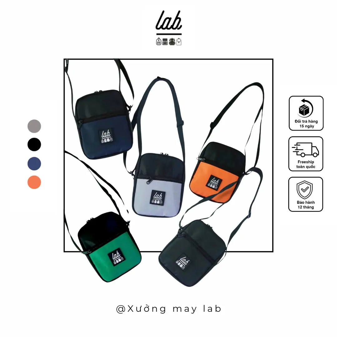Túi đeo chéo Nam Nữ thời trang chất liệu chống nước nhiều màu sắc - Lab001 Đeo Vai Bag