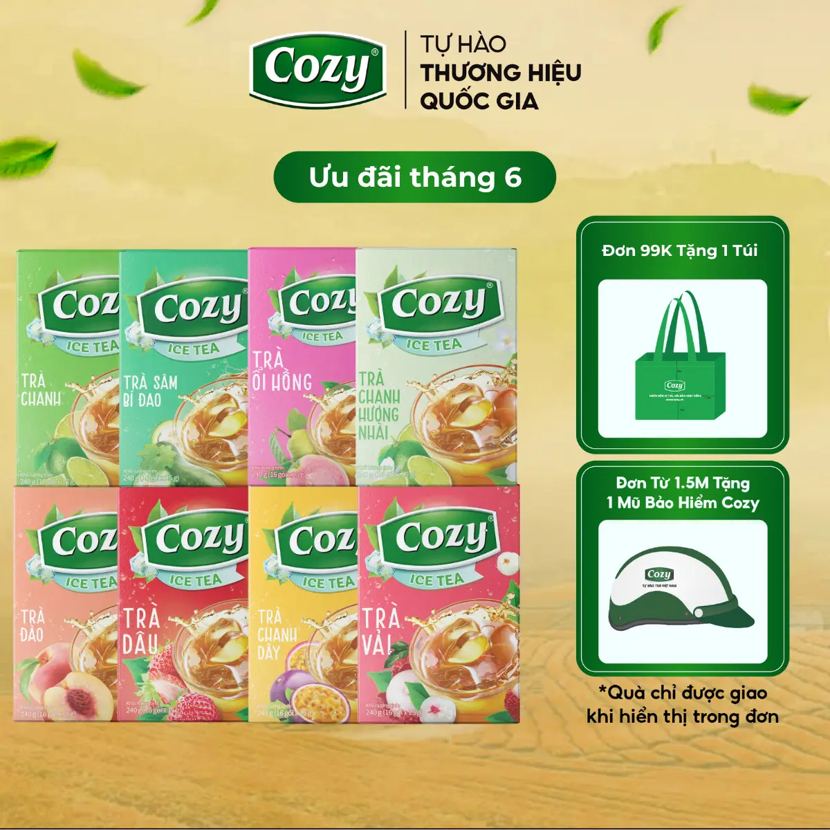 Trà Trái Cây Hòa Tan Cozy Ice Tea Các Vị Thức Uống Giải Khát Tự Chọn Vị Gồm Trà Đào, Trà Chanh, Trà Vải, Ổi Hồng, Dâu, Chanh Dây, Chanh Nhài, Sâm Bí Đao, Trà Sữa, Trà Gừng Đa Dạng Tự Mix Theo Sở Thích Nước Trà Thơm, Chè Tươi