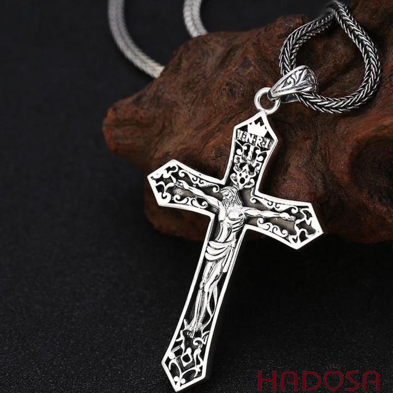 Mặt dây chuyền nam bạc Thái Thánh Giá 61*37mm bạc 925 cao cấp bền màu độ cứng cao TSP217