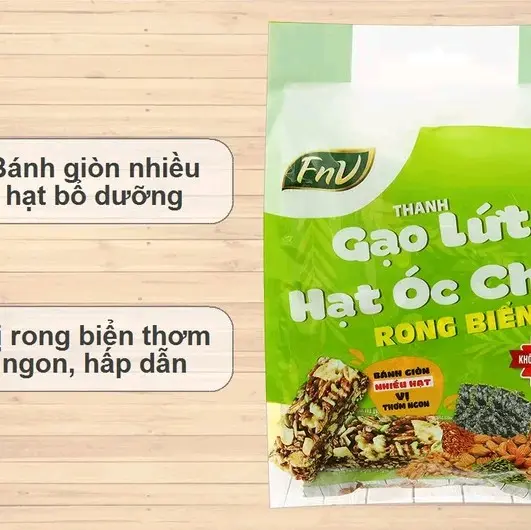Thanh gạo lứt hạt óc chó rong biển FnV gói 150g