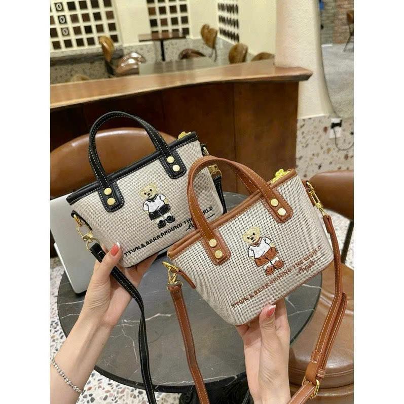 Túi cầm tay đeo chéo Thêu Gấu túi mini mẫu mới đi chơi dáng xinh form ngang cực cute Bachhoaonline68 906
