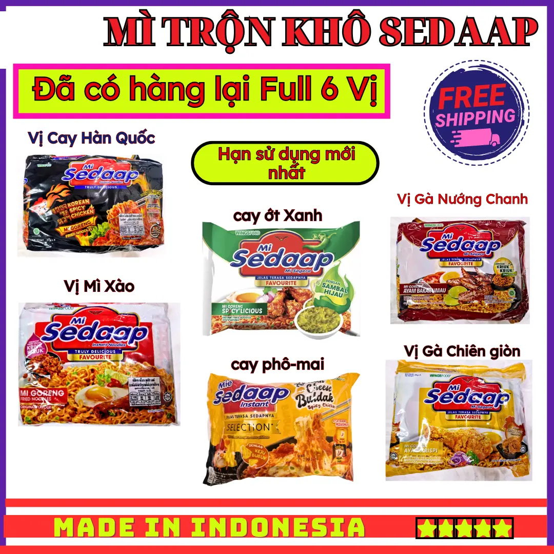 Mì Trộn Sedaap Mi Goreng vị Gà Cay Hàn Quốc - Lốc x 5 gói (87g)