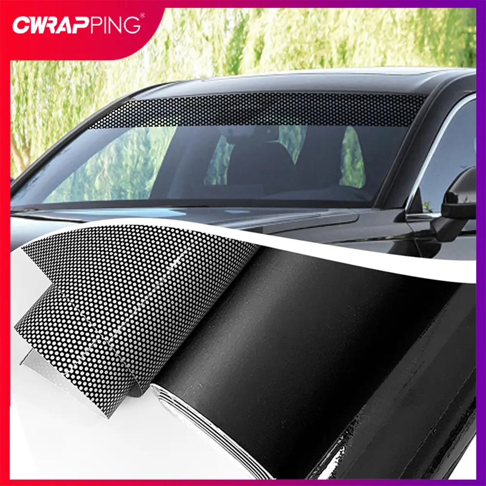 Car Front Windshield Stickers Anti-UV Privacy Window Stickers for Auto Front Windshield Side Blocks Cover Film 20cmx150cm