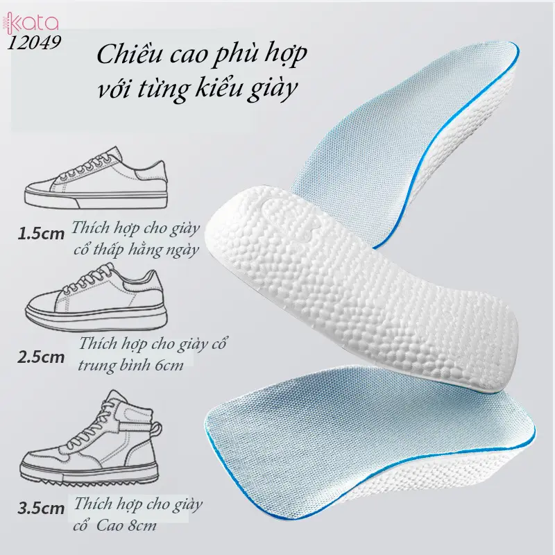 Lót giày nâng chiều cao tạo vòm chân,Đế giảm sốc ,thoáng khí giảm đau chân 12049 4