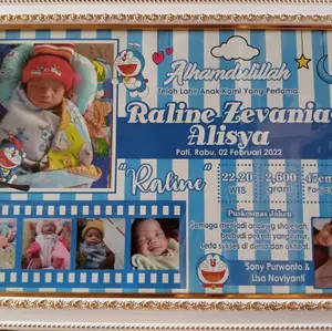 Biodata Baby 15R | Biodata Anak | Papan Nama Kelahiran | Bingkai Biodata Bayi | Data Bayi | Pigura Bayi Murah | Produk Newborn Figura Kaca Putih Gantungan