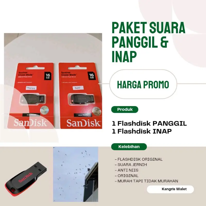 PAKET SUARA PANGGIL DAN INAP WALET ORIGINAL BERKUALITAS PLASDISK 1