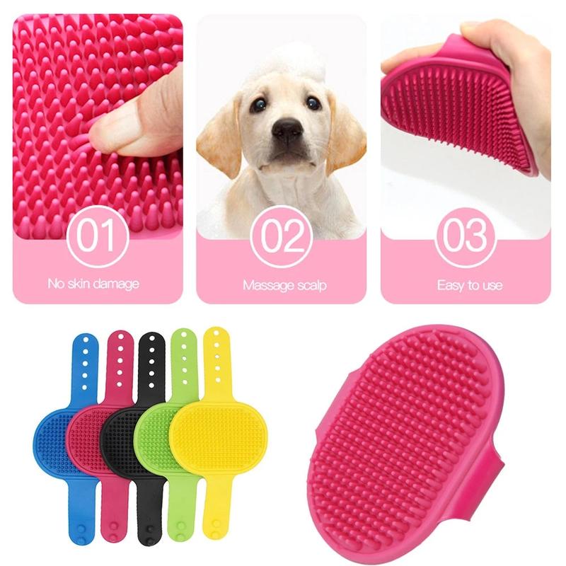 Product Introduction of Pet Silicone Bath Brush Hair Grooming Massage Tool Cat Dog Soft Bathroom Washing Gloves Pet Cleaning Comb Brush Tools 3