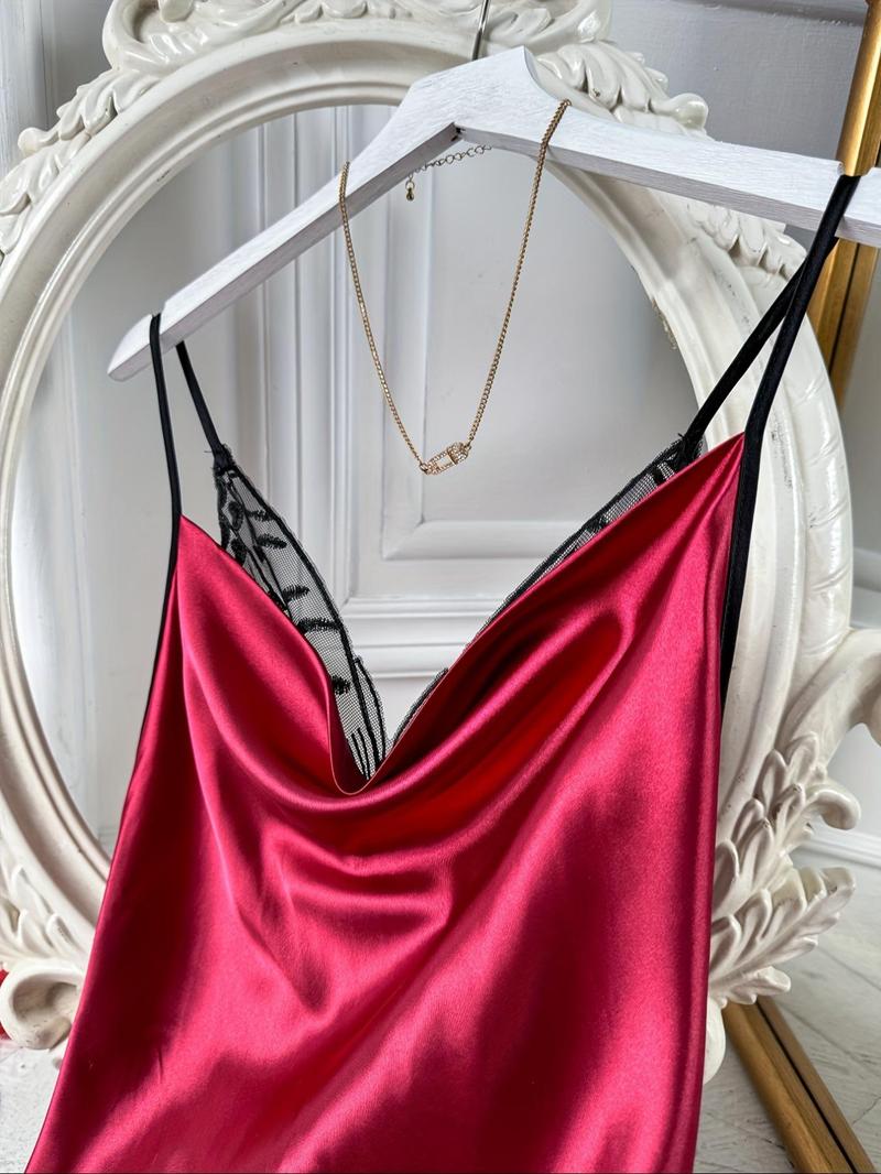 Product Introduction of Women's Butterfly Appliques Backless Cami Nightdress, Cowl Neck Sleeveless Nightgown, Soft Comfortable Nighty Dress for Women 6